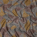 قماش فيسكوز كتان متعدد الألوان، مخلوط، بتصميم مطبوع مستوحى من الترقيع، باللون الرمادي والبني والخردلي، عرض 110 سم، صنع في الهند - D25096