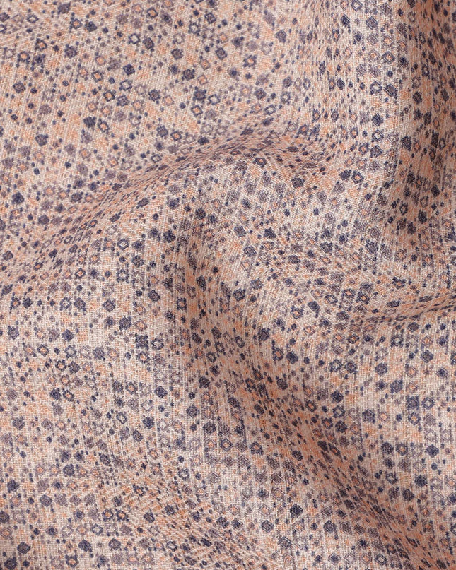 Peach Viscose Linen Blended Fabric with Tiny Abstract Dot Print, 110 cms Width, Made in India-D25116
