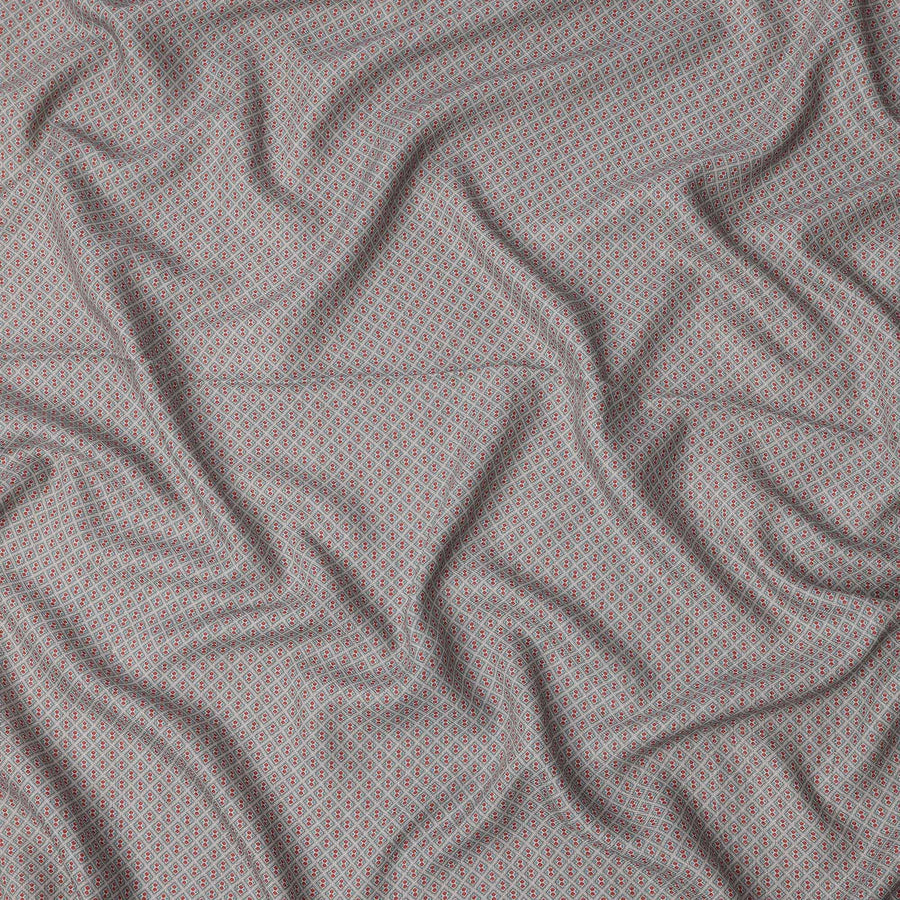 قماش فيسكوز رمادي ممزوج بالكتان بطبعة هندسية صغيرة، عرض 110 سم، صنع في الهند - D25115