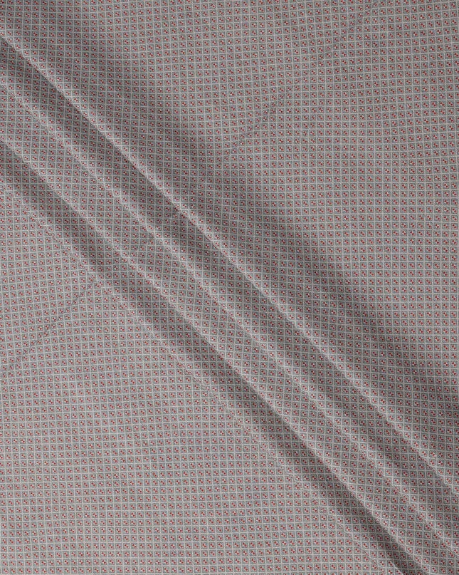Grey Viscose Linen Blended Fabric with Tiny Geometric Diamond Print, 110 cms Width, Made in India-D25115