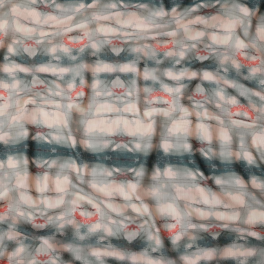 قماش قطني رمادي بطبعة مستوحاة من الصباغة، عرض 110 سم، صنع في الهند - D25515