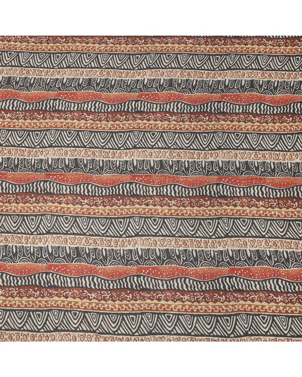 قماش فيسكوز كتان متعدد الألوان بطبعة خطوط قبلية، عرض 110 سم، صنع في الهند - D25102