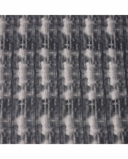 قماش فيسكوز كتان أسود رمادي بطباعة تجريدية بتقنية الصباغة بالربط، عرض 110 سم، صنع في الهند - D25113