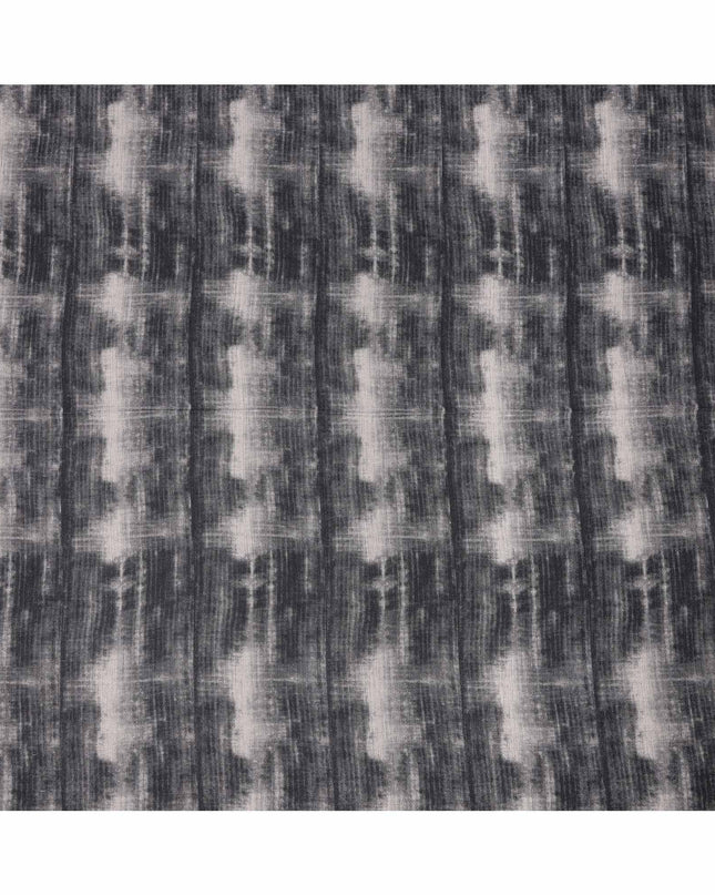 Black Grey Viscose Linen Blended Fabric with Abstract Tie-Dye Effect Print, 110 cms Width, Made in India-D25113