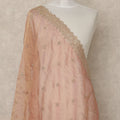 Blush Peach Premium Synthetic Organza Dupatta with Delicate Floral Embellishments, 225X80 CMS Width, India-D26928 - Regal Fabrics