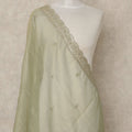 Pistachio Green Premium Synthetic Organza Dupatta with Subtle Sequin Embellishments, 225X80 CMS Width, India-D26929 - Regal Fabrics