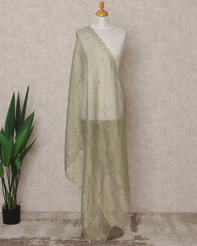 Sage Green Sequin Embroidered Premium Organza Dupatta, 225X85 Cms, Made in India-D25804 Regal Fabrics
