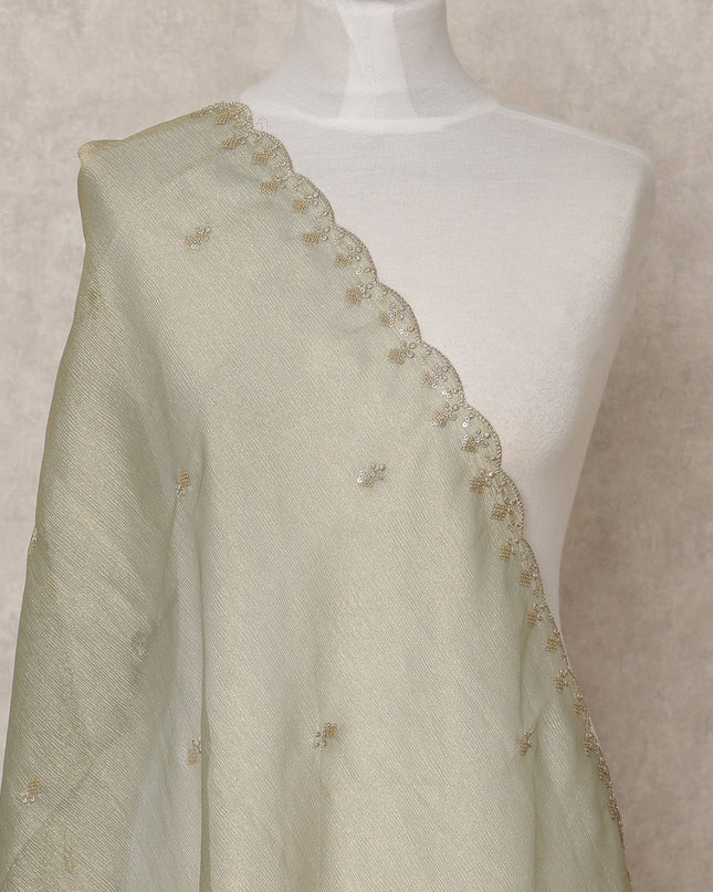 Sage Green Sequin Embroidered Premium Organza Dupatta, 225X85 Cms, Made in India-D25804 Regal Fabrics