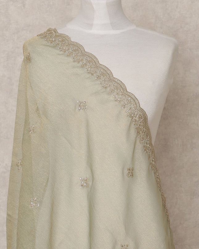 Olive Green Sequin Embroidered Premium Organza Dupatta, 225X85 Cms, Made in India-D25806 Regal Fabrics