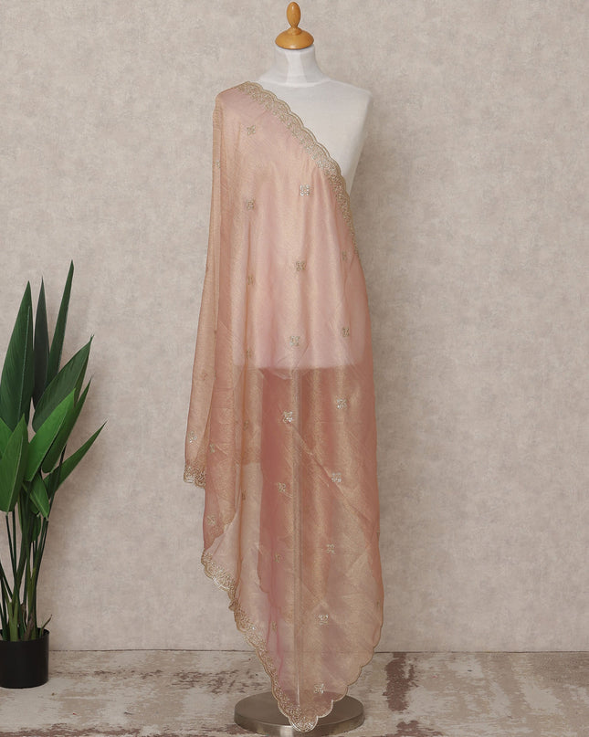 Blush Pink Sequin Embroidered Premium Organza Dupatta, 225X85 Cms, Made in India-D25808
