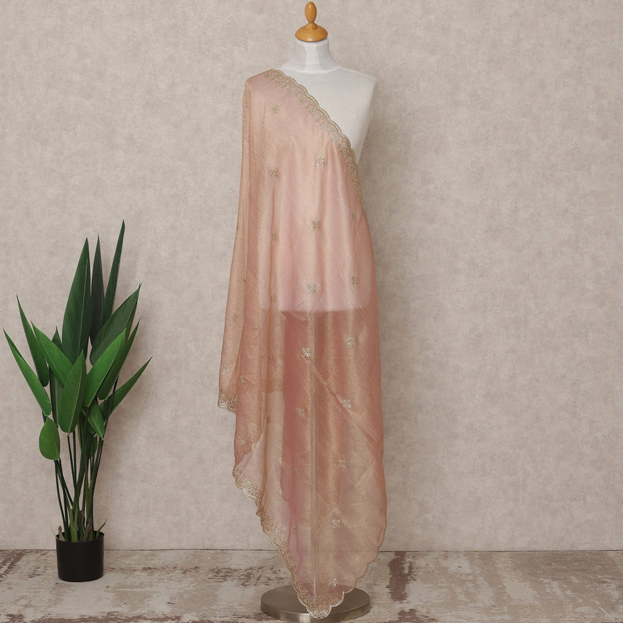 Blush Pink Sequin Embroidered Premium Organza Dupatta, 225X85 Cms, Made in India-D25808