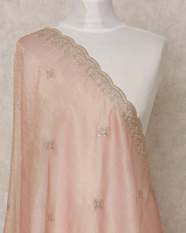 Blush Pink Sequin Embroidered Premium Organza Dupatta, 225X85 Cms, Made in India-D25808