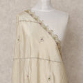 Beige Embroidered Border and Mirror Work Premium Tussar Silk Dupatta, 225X85 Cms, Made in India-D25760
