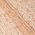 Peach Pastel Floral Sequin & Bead Embroidered Silk Chiffon Fabric, 110 Cms Width, India-D25268