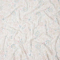 White Pastel Floral Sequin & Thread Embroidered Silk Chiffon Fabric, 110 Cms Width, India-D25270