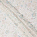 White Pastel Floral Sequin & Thread Embroidered Silk Chiffon Fabric, 110 Cms Width, India-D25270