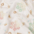 White Pastel Floral Sequin & Thread Embroidered Silk Chiffon Fabric, 110 Cms Width, India-D25271