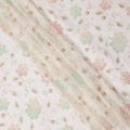 White Pastel Floral Sequin & Thread Embroidered Silk Chiffon Fabric, 110 Cms Width, India-D25271