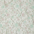 White Mint Pink Floral Bead & Sequin Embroidered Silk Chiffon Fabric, 110 Cms Width, India-D25273