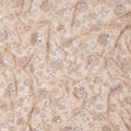 Peachy Pink Floral Sequin & Thread Embroidered Silk Chiffon Fabric, 110 Cms Width, India-D25272