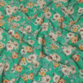 Green Floral Printed Viscose Crepe Fabric 110 Cms Width India-D27741