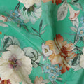 Green Floral Printed Viscose Crepe Fabric 110 Cms Width India-D27741