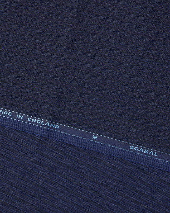 Navy Premium English Super 110's All Wool Scabal Suiting Fabric, Width 150 Cms, 3.75 Mtrs, United Kingdom-D25456