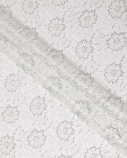 White Metallic Floral Fabric 110cm