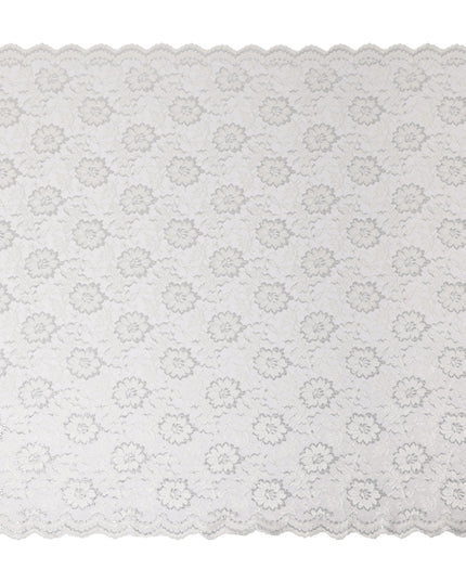 White Metallic Floral Fabric 110cm