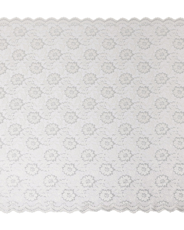 White Metallic Floral Fabric 110cm