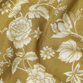 Mustard Silk Chiffon Fabric with White Floral Print, 110 Cms Width, Made in India-D25522