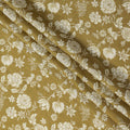 Mustard Silk Chiffon Fabric with White Floral Print, 110 Cms Width, Made in India-D25522