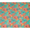 Turquoise Multicolor Floral Botanical Printed Blended Cotton Linen Fabric Artistic Flower Vine Pattern Natural Textured Dressmaking Sewing Craft Fabric 110 Cms Width Made In India-D28338