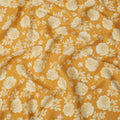 Yellow Silk Chiffon Fabric with White Floral Rose Print, 110 Cms Width, Made in India-D25521