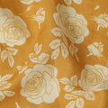 Yellow Silk Chiffon Fabric with White Floral Rose Print, 110 Cms Width, Made in India-D25521