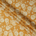 Yellow Silk Chiffon Fabric with White Floral Rose Print, 110 Cms Width, Made in India-D25521