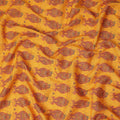 Mustard Yellow Paisley Printed Blended Cotton Linen Fabric Ethnic Traditional Buta Motif Natural Textured Dressmaking Sewing Craft Fabric 110 Cms Width Made In India-D28335