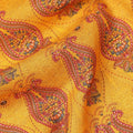 Mustard Yellow Paisley Printed Blended Cotton Linen Fabric Ethnic Traditional Buta Motif Natural Textured Dressmaking Sewing Craft Fabric 110 Cms Width Made In India-D28335