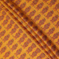 Mustard Yellow Paisley Printed Blended Cotton Linen Fabric Ethnic Traditional Buta Motif Natural Textured Dressmaking Sewing Craft Fabric 110 Cms Width Made In India-D28335