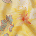 Yellow Floral Botanical Printed Blended Cotton Linen Fabric Tropical Leaf Flower Pattern Natural Textured Dressmaking Sewing Craft Fabric 110 Cms Width Made In India-D28337