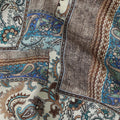 قماش كتان فيسكوز أزرق ممزوج بنقوش بيزلي وتصاميم مرقعة مزخرفة، عرض 110 سم، صنع في الهند - D25099