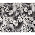 Black Grey Leopard Floral Printed Blended Cotton Linen Fabric Soft Breathable Animal Print Rose Pattern Natural Texture Dressmaking Sewing Craft Fabric 110 Cms Width Made In India-D28334