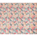 Peach Multicolor Geometric Abstract Printed Blended Cotton Linen Fabric Modern Triangle Pattern Natural Textured Dressmaking Sewing Craft Fabric 110 Cms Width Made In India-D28336
