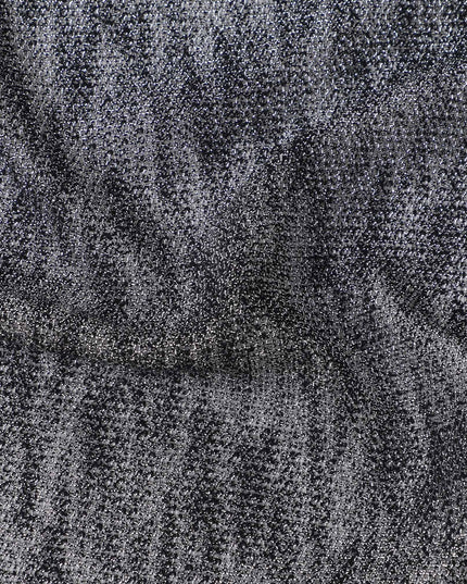 Steel Grey & Silver Ombre Textured Weave Synthetic Brocade Fabric, 140 Cms Width, Turkey-D25266