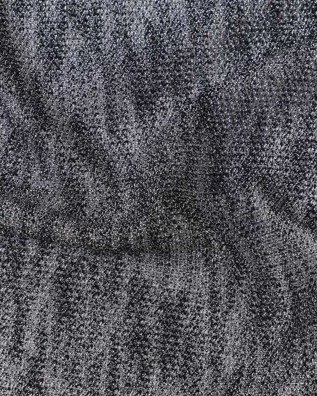 Steel Grey & Silver Ombre Textured Weave Synthetic Brocade Fabric, 140 Cms Width, Turkey-D25266