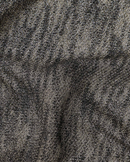 Black and Gold Textured Design Synthetic Brocade Fabric, 140 Cms, Turkey-D25265