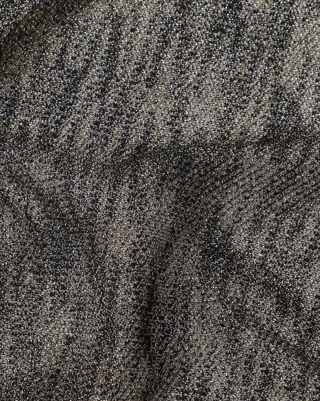 Black and Gold Textured Design Synthetic Brocade Fabric, 140 Cms, Turkey-D25265