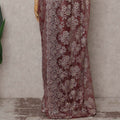 Wine Rose French Chantilly Lace Saree Piece