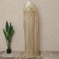 Antique Gold Premium French Metallic Chantilly Saree Lace With Stonework 5.5 Mtrs 110 Cms Width France-D27772