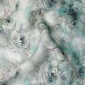 Seafoam Green Rose Floral Printed Cotton Satin Fabric Soft Smooth Lustrous Apparel Textile 110 Cms Wide India Origin-D27520 - Regal Fabrics